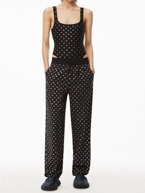 Alexander Wang Crystal Logo Pants XS New With Tags Relaxed Fit NWT